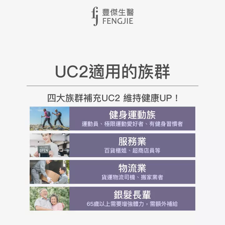 UC2適用的族群：健身運動族、服務業、物流業、銀髮長輩