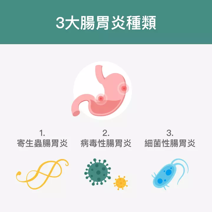 3大腸胃炎種類：寄生蟲、細菌性、病毒性腸胃炎