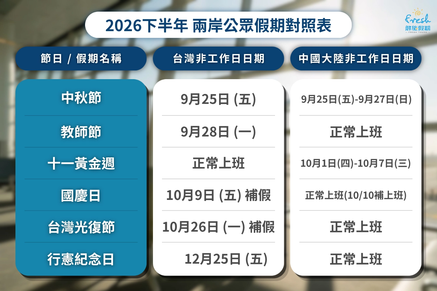 2026下半年-兩岸公眾假期對照表-1de454